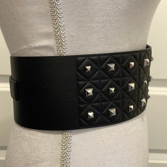 Pinko Wide Black Belt with Silver Studs main image 5